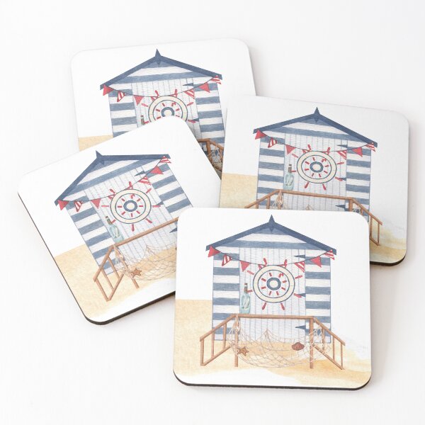 Item preview, Nautical Beach Hut Illustration - Coastal Charm Wall Art Print designed and sold by RaiyaTees.