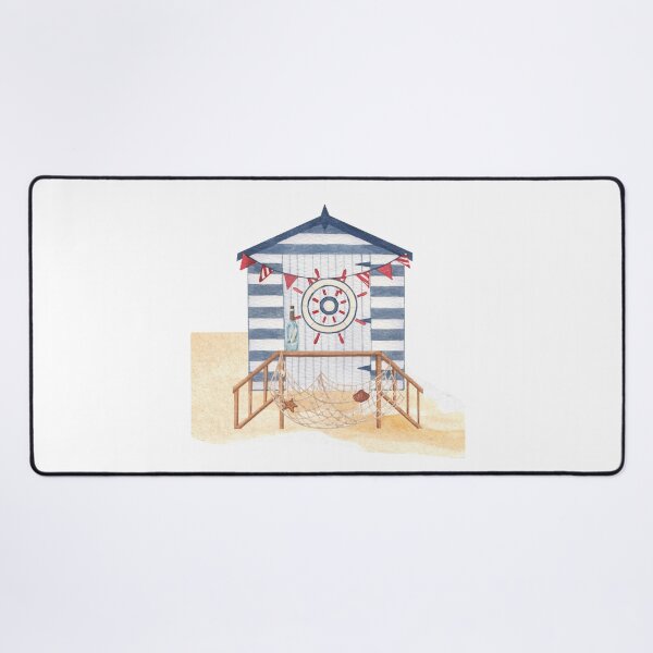 Item preview, Nautical Beach Hut Illustration - Coastal Charm Wall Art Print designed and sold by RaiyaTees.