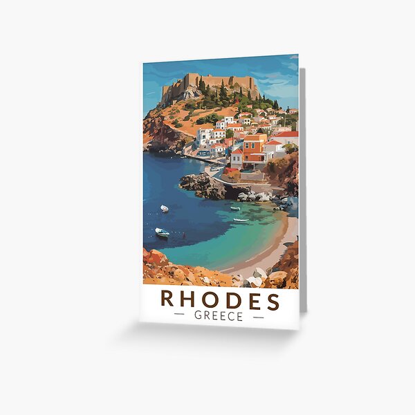 Aperçu de l'œuvre Rhodes Grèce Illustration Voyage Art Vintage créée et vendue par KrisSidDesigns.