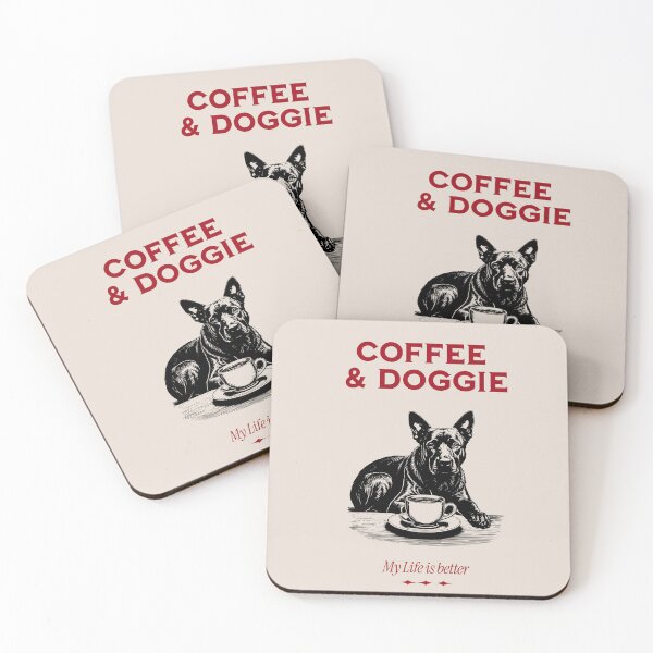Item preview, coffee and dog designed and sold by GreenKaiju studio.