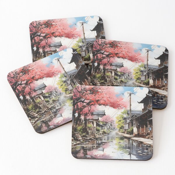 Item preview, Japanese Watercolor - Kojima Town designed and sold by KootenayDesigns.