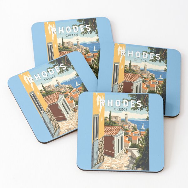 Item preview, Rhodes Greece Old Town Travel Art Vintage designed and sold by KrisSidDesigns.