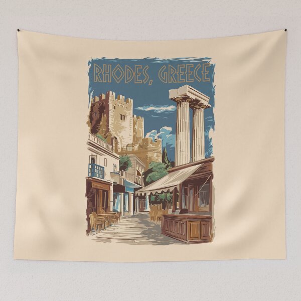Item preview, Rhodes Greece Ruins Travel Art Vintage designed and sold by KrisSidDesigns.