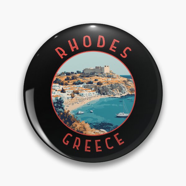 Item preview, Rhodes Greece Retro Distressed Circle designed and sold by KrisSidDesigns.