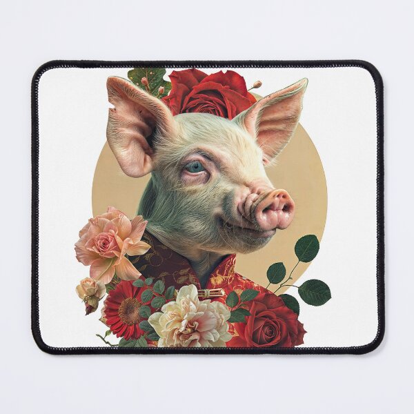 Item preview, Collage Wall Art T-shirt Design: Piglet with Roses designed and sold by ForeverPrintsOK.