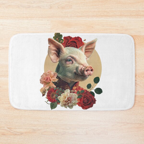Artikelvorschau, Collage Wall Art T-Shirt Design: Ferkel mit Rosen entworfen und verkauft von ForeverPrintsOK.