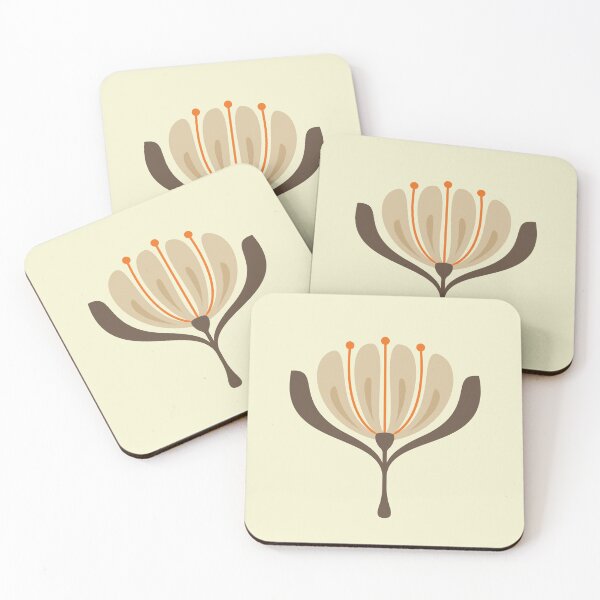 Item preview, KF 0308 E - Vintage Retro 70s Floral Pattern in Brown Orange Cream designed and sold by KhakiFinch.