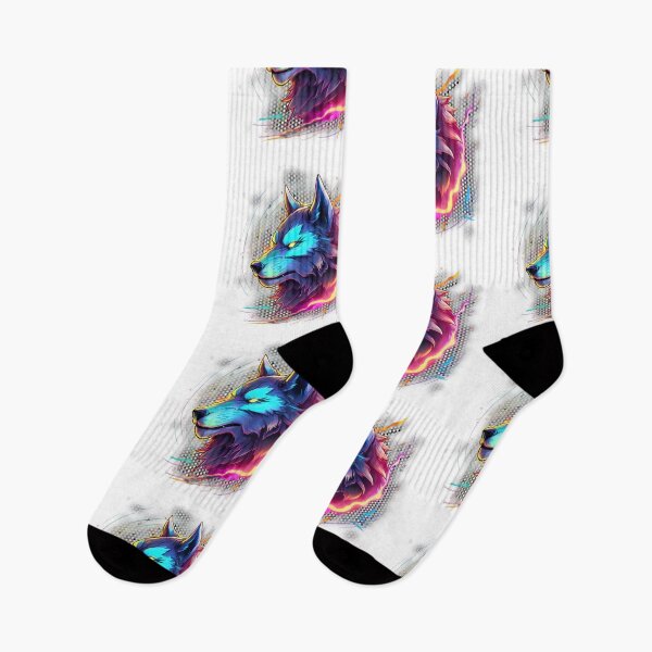 Item preview, Wolf head with colorful lighting art design style designed and sold by KimierArt.