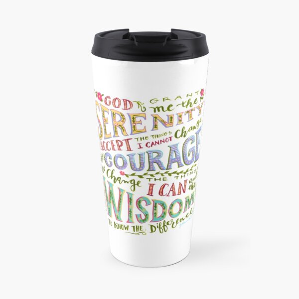 Serenity Prayer Hand Lettered Travel Mug
