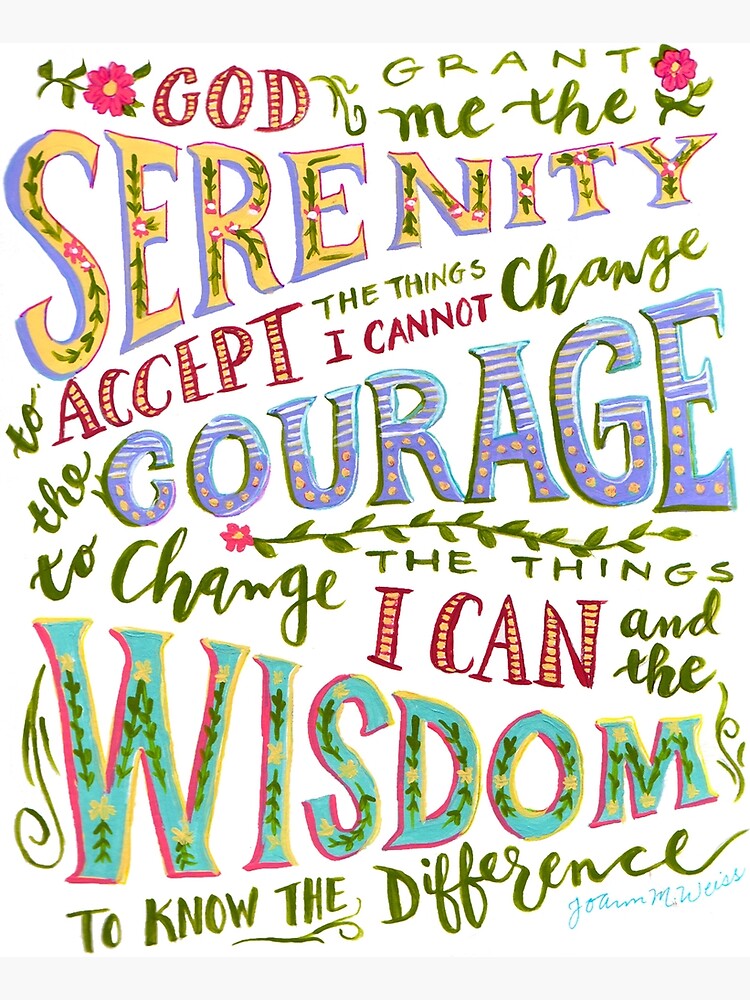 serenity prayer hand lettered photographic print by inspireddesign