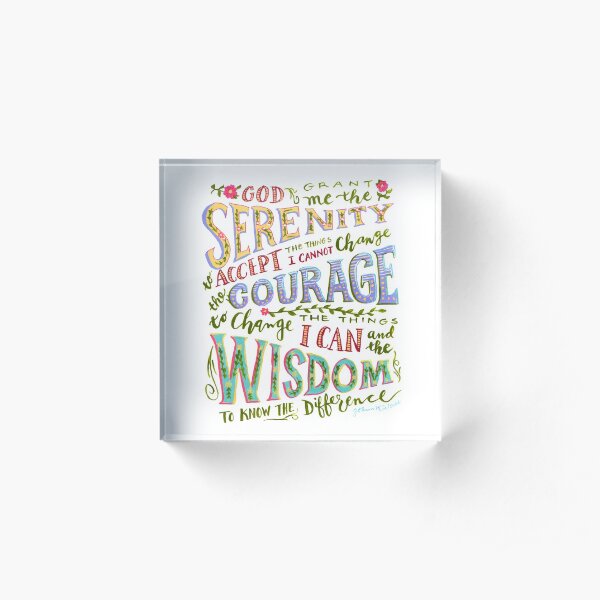 Serenity Prayer Hand Lettered Acrylic Block