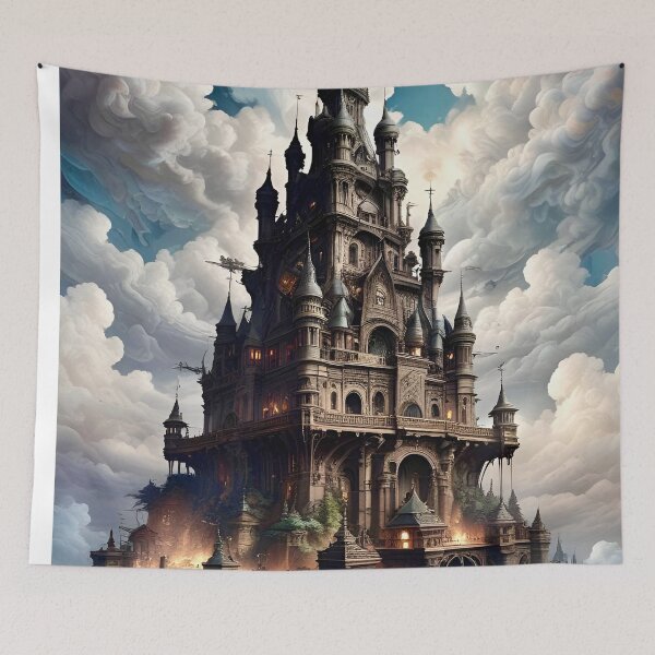 Item preview, Castle in the Clouds - Dark Fantasy Art concept designed and sold by Delerat7.