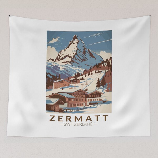 Item preview, Zermatt Switzerland Illustration Travel Art Vintage designed and sold by KrisSidDesigns.