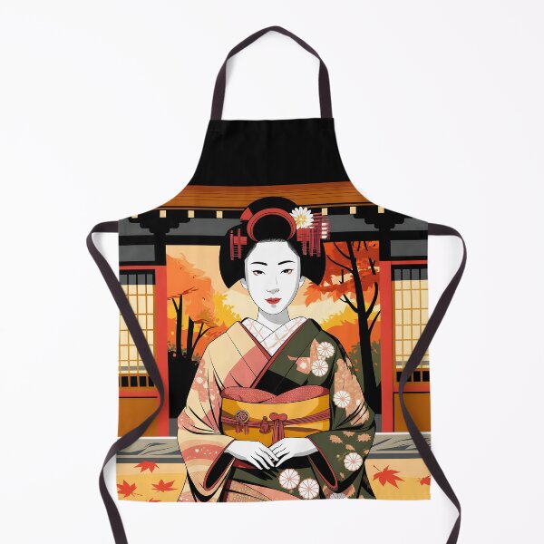 Item preview, Fall Geisha portrait art in minimal vector style designed and sold by EmeraldeaArt.