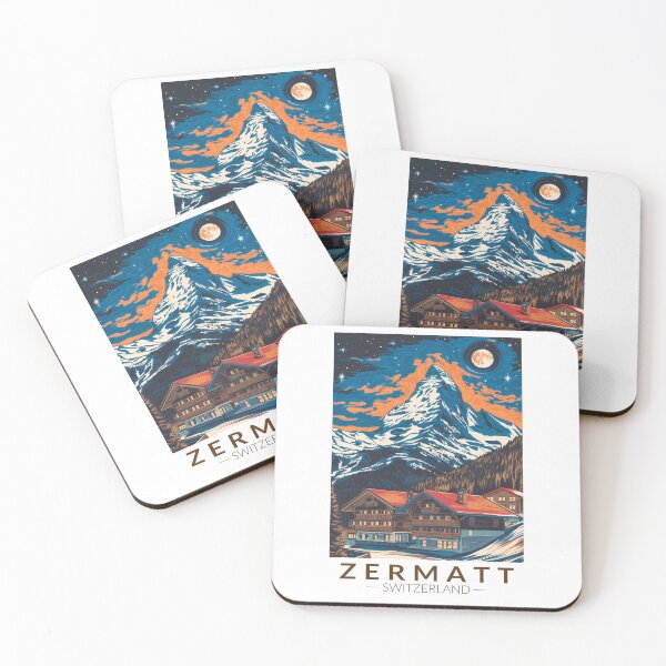 Item preview, Zermatt Switzerland Painterly Travel Art Vintage designed and sold by KrisSidDesigns.