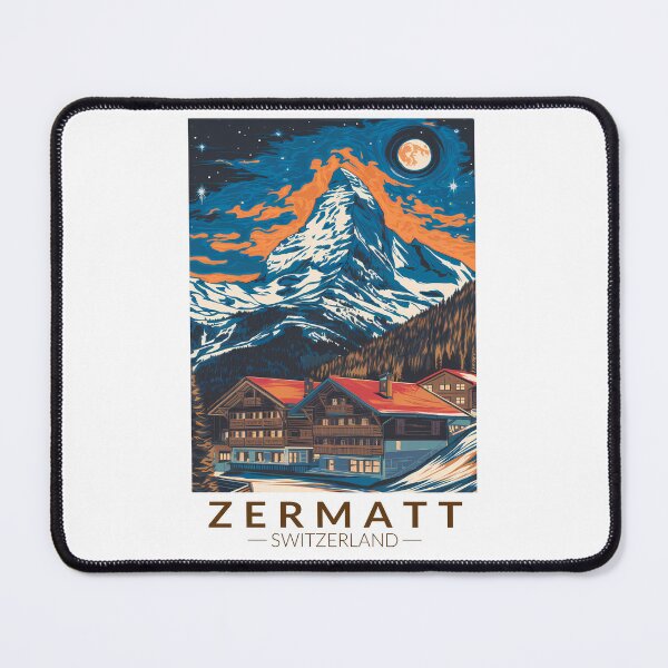 Item preview, Zermatt Switzerland Painterly Travel Art Vintage designed and sold by KrisSidDesigns.