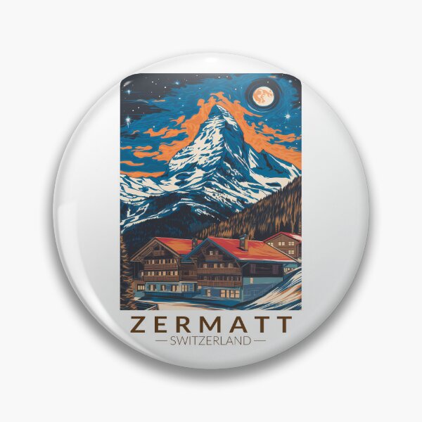 Item preview, Zermatt Switzerland Painterly Travel Art Vintage designed and sold by KrisSidDesigns.