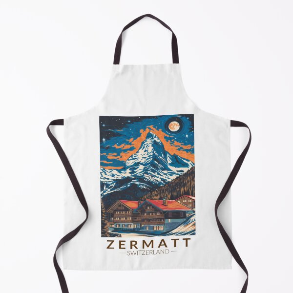 Item preview, Zermatt Switzerland Painterly Travel Art Vintage designed and sold by KrisSidDesigns.