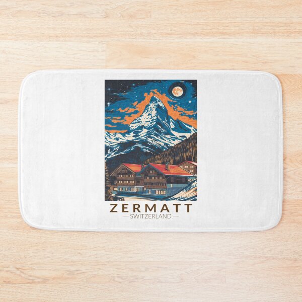 Item preview, Zermatt Switzerland Painterly Travel Art Vintage designed and sold by KrisSidDesigns.