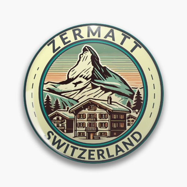 Item preview, Zermatt Switzerland Illustration Travel Art Badge designed and sold by KrisSidDesigns.