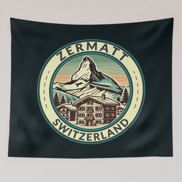 Item preview, Zermatt Switzerland Illustration Travel Art Badge designed and sold by KrisSidDesigns.