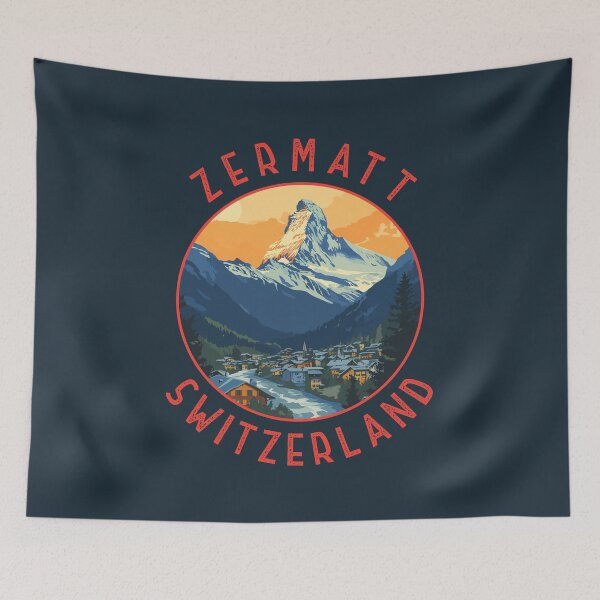 Item preview, Zermatt Switzerland Retro Distressed Circle designed and sold by KrisSidDesigns.