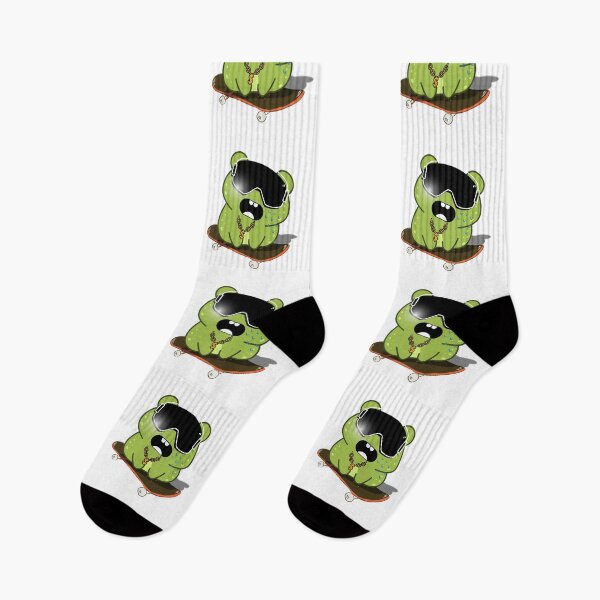 Item preview, Fearful Green Frog on Skateboard - Cute Adventure Art designed and sold by ZapStickers.