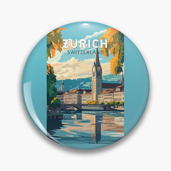 Item preview, Zurich Switzerland Travel Art Vintage designed and sold by KrisSidDesigns.