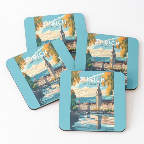 Item preview, Zurich Switzerland Travel Art Vintage designed and sold by KrisSidDesigns.