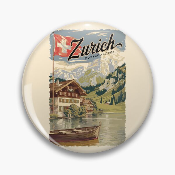 Item preview, Zurich Switzerland Painterly Travel Art Vintage designed and sold by KrisSidDesigns.