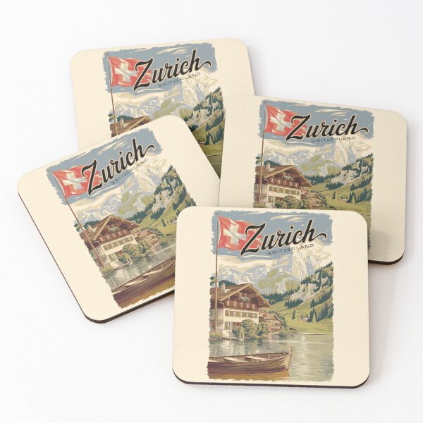 Item preview, Zurich Switzerland Painterly Travel Art Vintage designed and sold by KrisSidDesigns.