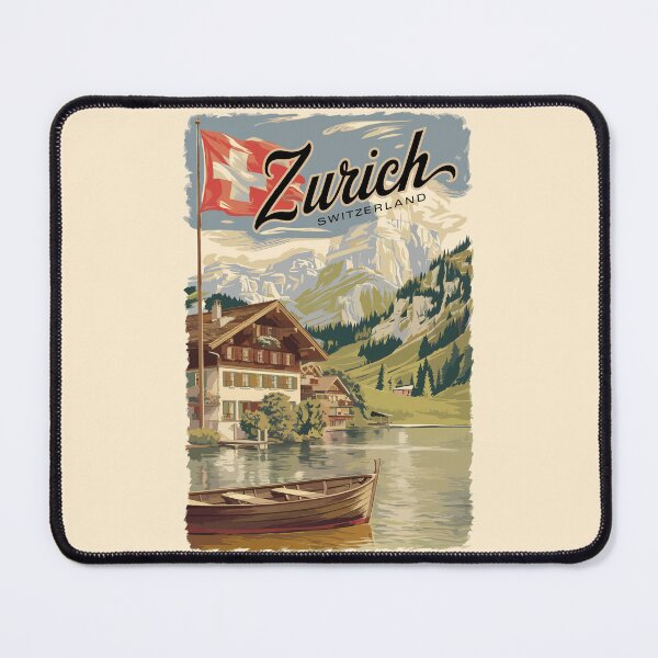 Item preview, Zurich Switzerland Painterly Travel Art Vintage designed and sold by KrisSidDesigns.
