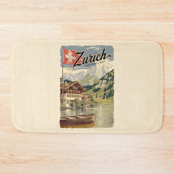 Item preview, Zurich Switzerland Painterly Travel Art Vintage designed and sold by KrisSidDesigns.