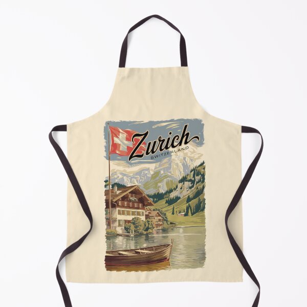 Item preview, Zurich Switzerland Painterly Travel Art Vintage designed and sold by KrisSidDesigns.