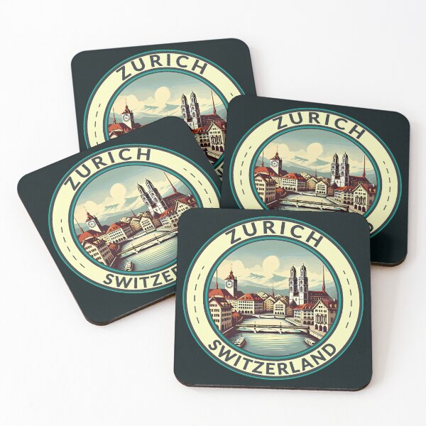 Item preview, Zurich Switzerland Illustration Travel Art Badge designed and sold by KrisSidDesigns.