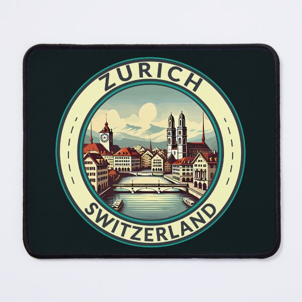 Item preview, Zurich Switzerland Illustration Travel Art Badge designed and sold by KrisSidDesigns.