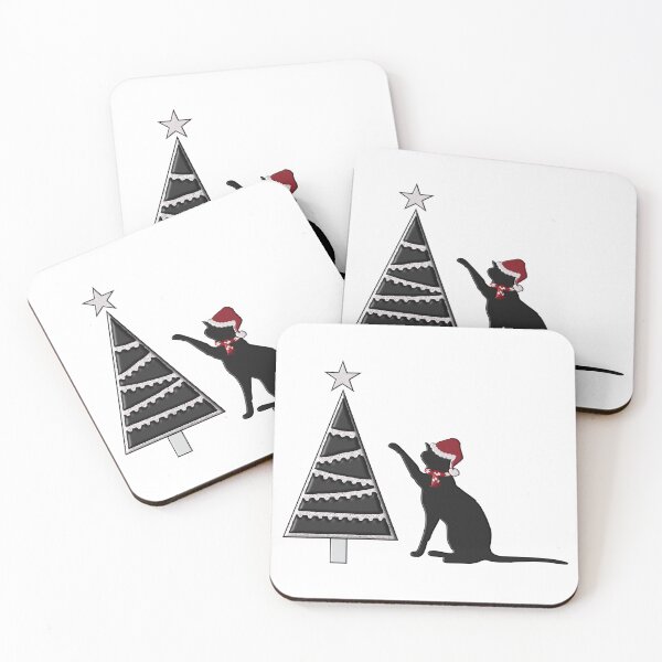 Item preview, Black Cat With Christmas Tree Glitter designed and sold by m2inspiration.