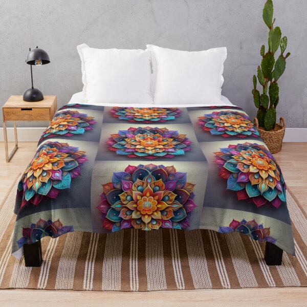Item preview, Lotus inspired mandala psychedelic colourful painterly floral design #08 designed and sold by GeoffBeattie.