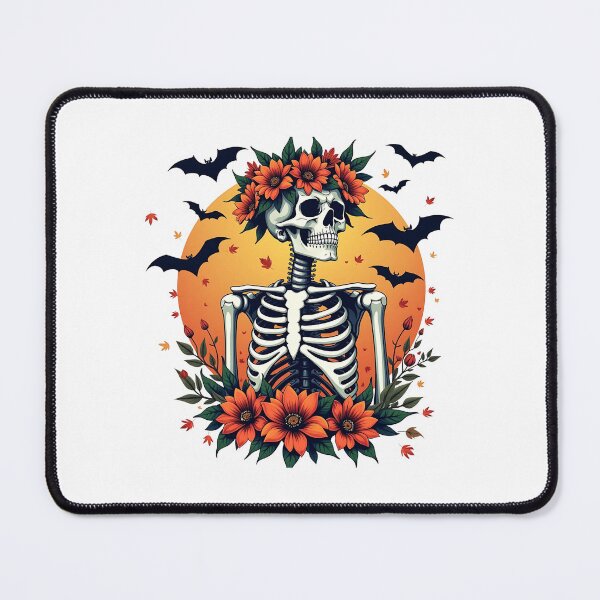 Item preview, "Boho Skeleton in Bloom" Autumn Leaves and Floral Halloween T-Shirt for Men & Boys designed and sold by AI-volution.