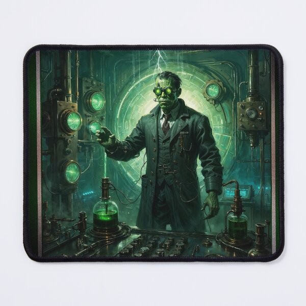 Item preview, Mad Demon Scientist In His Dark Steampunk Laboratory Malevolent Halloween AI Concept Art by Xzendor7 designed and sold by Xzendor7 Digital Art Creations.