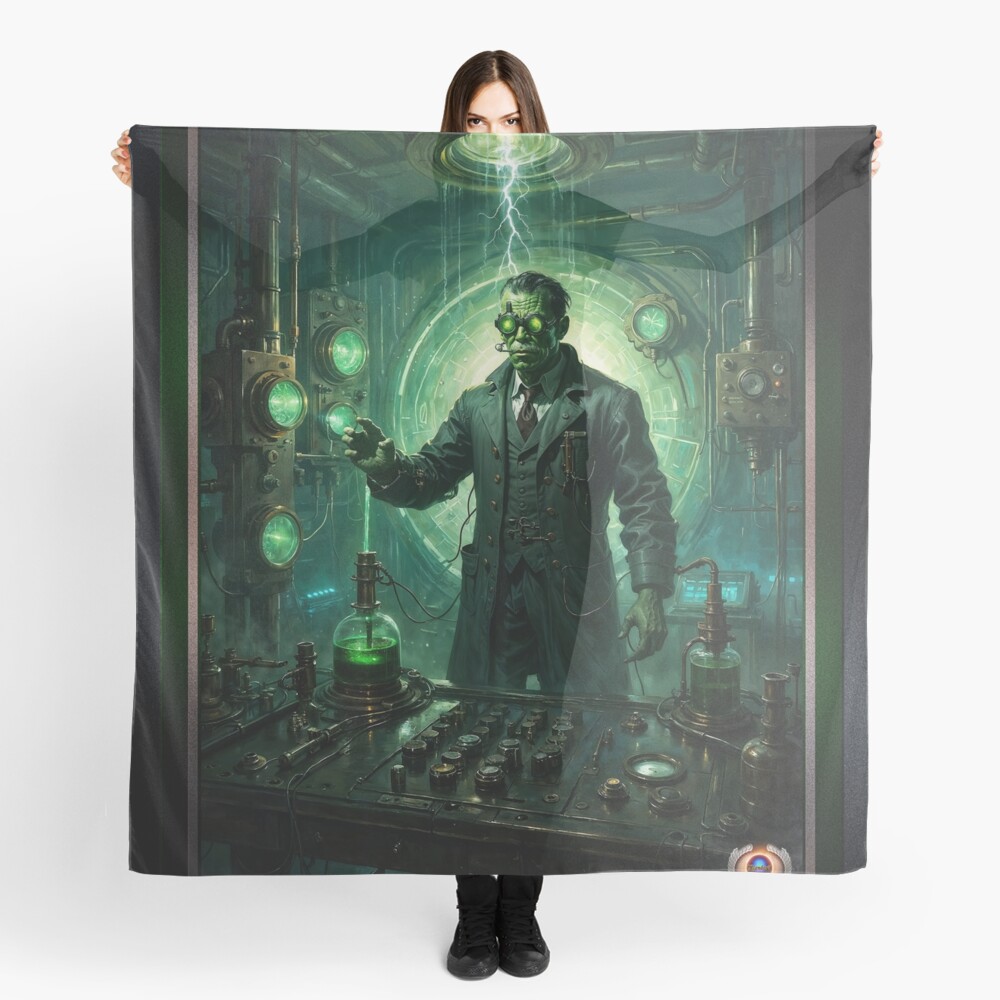 Mad Demon Scientist In His Dark Steampunk Laboratory AI Concept Art by Xzendor7 | The Nightmare Begins 3 Mad Demon Scientist In His Dark Steampunk Laboratory Malevolent Halloween AI Concept Art by Xzendor7 Decorative Art Print Ladies Scarf