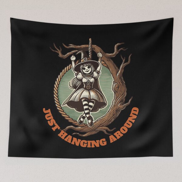 Item preview, Just Hanging Around Funny Halloween Saying designed and sold by LuminOrb.