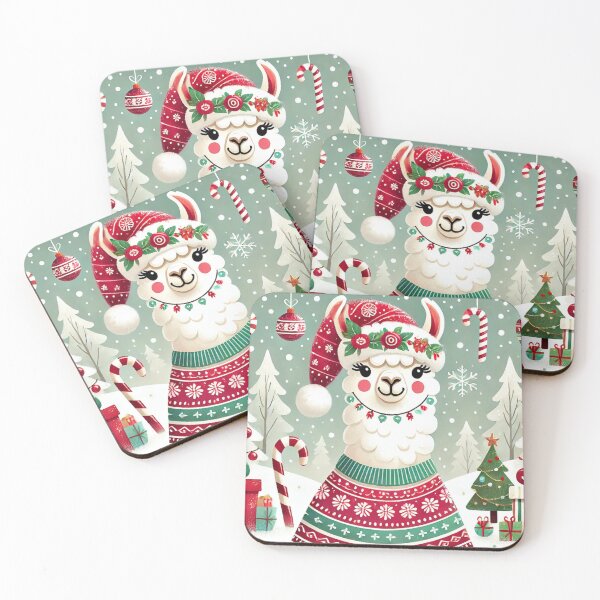 Item preview, Festive Christmas Llama in Holiday Sweater with Snowy Background designed and sold by CritterManiaUK.