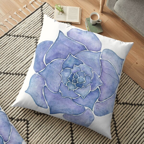 Purple Watercolor Succulent Floor Pillow