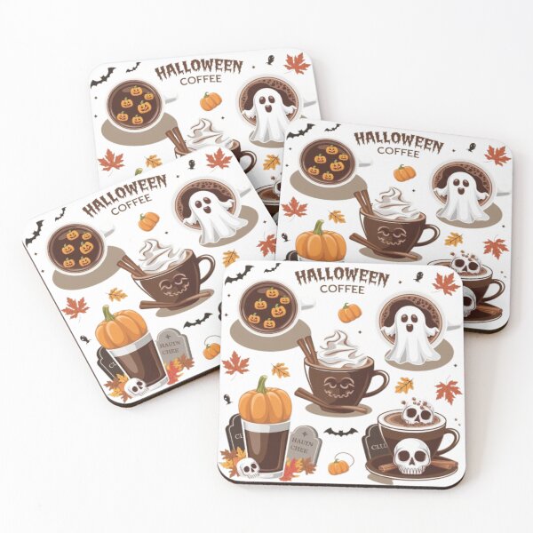 Item preview, "SpookyHalloween Coffee Cups Illustration – Ghosts, Pumpkins & Skulls designed and sold by GemBob Creations.