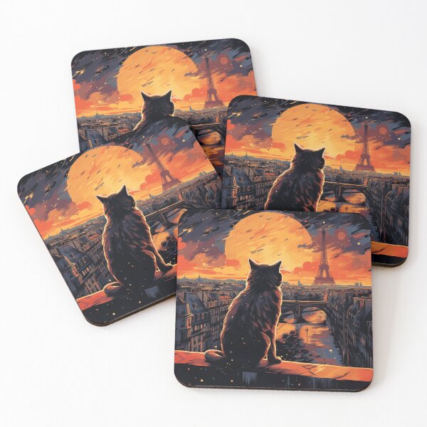 Item preview, Cat Overlooking Paris At Night designed and sold by Rtymer.