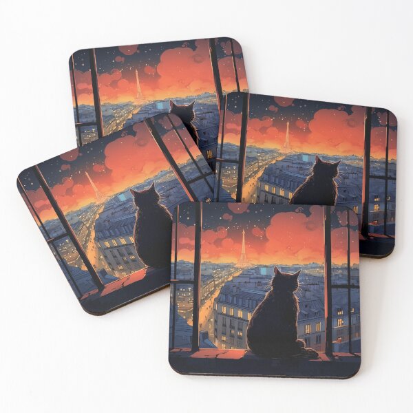 Item preview, Cat Overlooking Paris At Night designed and sold by Rtymer.