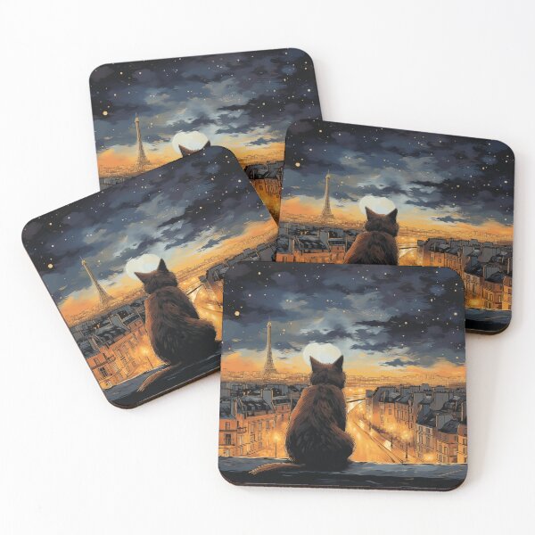Item preview, Cat Overlooking Paris At Night designed and sold by Rtymer.