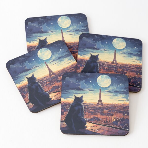 Item preview, Cat Overlooking Paris At Night designed and sold by Rtymer.
