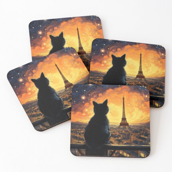 Item preview, Cat Overlooking Paris At Night designed and sold by Rtymer.